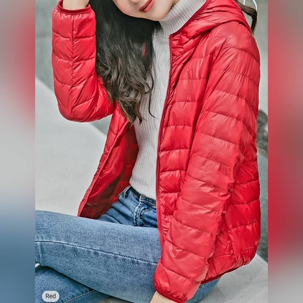 Uniqlo Ultra Light Down Jacket Womens Red Lightweight Puffer Coat Size S